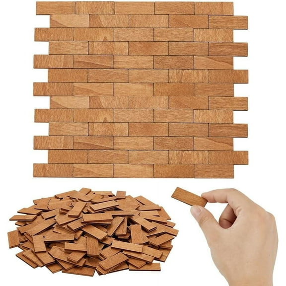 200Pcs Dollhouse Wood Floor Burlywood Miniature Floor/Wall Cladding Dollhouse Flooring Landscape Home Dollhouse Accessories Prop Decorations 1.5"X0.6"