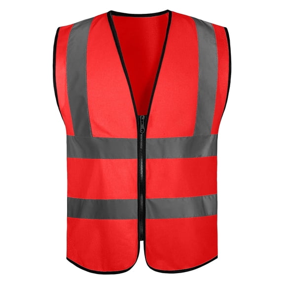 ZACPNCV Kids High Visibility Reflective Safety Vest 4 Reflective Strips Zipper Front Lightweight Outdoor Work Vest for Night Walking,Cycling,School Trips Red