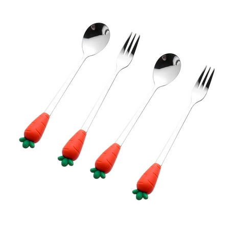 

2pcs Stainless Steel Lovely Spoons Ice-cream Dessert Spoons with 2pcs Forks
