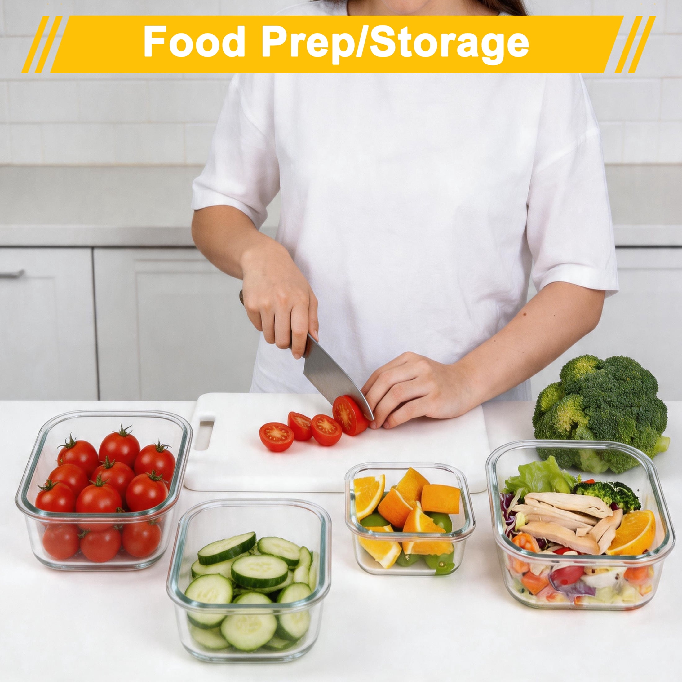 7 Pack Glass Food Storage Containers with Lids, Airtight Meal Prep Containers Glass, Lunch Box Microwave Safe, Tupperware Set, Oven Safe Bento Boxes