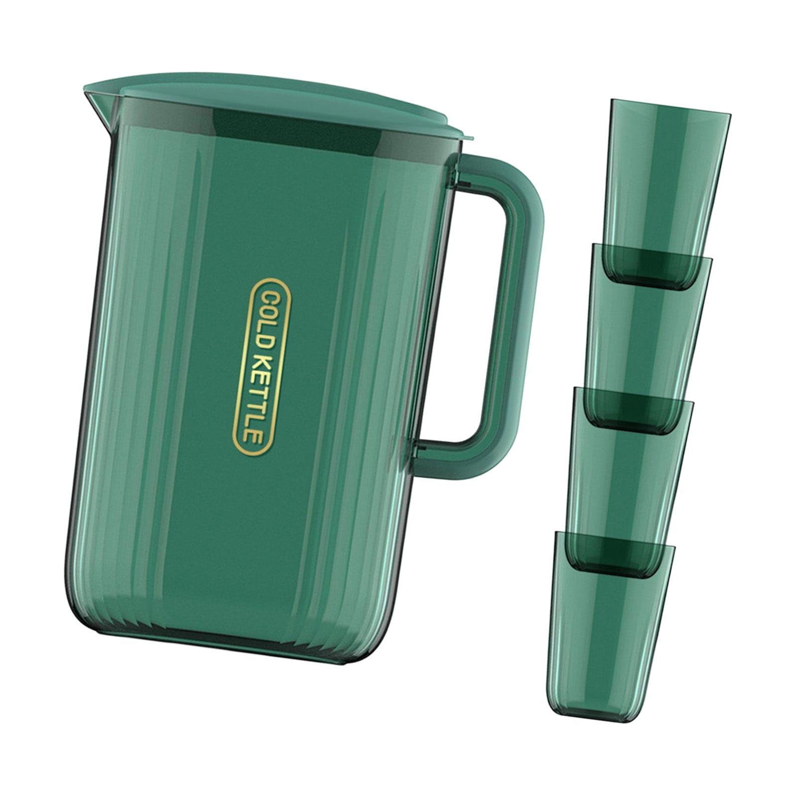 Fiocias Water Pitcher, Juice Water Jug, Lemonade Kettle, Heat Resistant Iced Tea Pitcher for Refrigerator Home Fridge Party Cold Water Juice Jar 2.2L , Green and 4 Cup