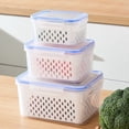 thumbnail image 4 of 3-Pack Fruit Storage Containers for Fridge with Removable Colanders, 4 in 1 Produce Storage Containers with Lids, Leakproof Fridge Organizer Bins for Salad Berry Lettuce Vegetables Meat Keeper Fresh, 4 of 6