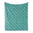 thumbnail image 1 of Cat Soft Flannel Fleece Blanket, Black Cats After White Mice Mouse Paws Footprints Tracking Fun Cartoon Pattern, Cozy Plush for Indoor and Outdoor Use, 50" x 70", Seafoam Black White, by Ambesonne, 1 of 6