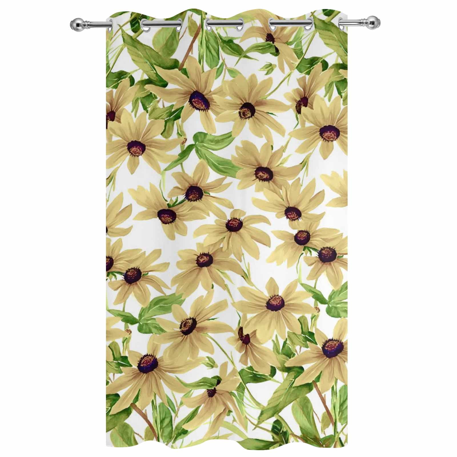 Vintage Sunflowers Outdoor Curtains for Patio Waterproof, Grommet Outdoor Privacy Panels, Spring Botanical Green Leaves Weatherproof Outside Curtains for Porch/Cabana 54"Wx108"L, 1 Panel
