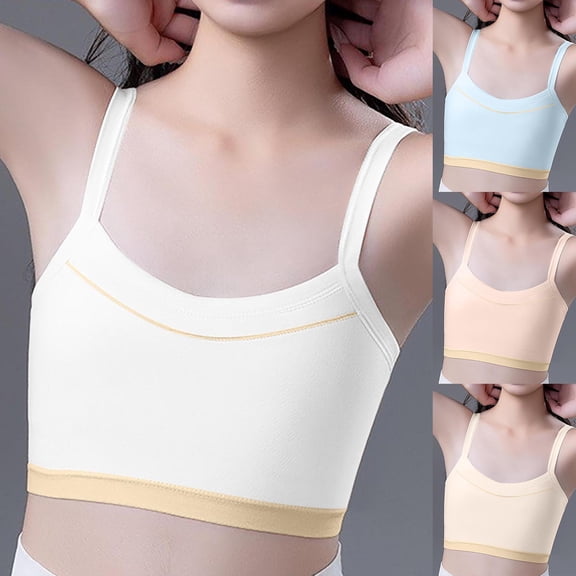 Swuxness Toddler Big Girls Training Bras Solid Color Double Layer Poke Tube Top Bralette Soft Padded Stretchy Breathable