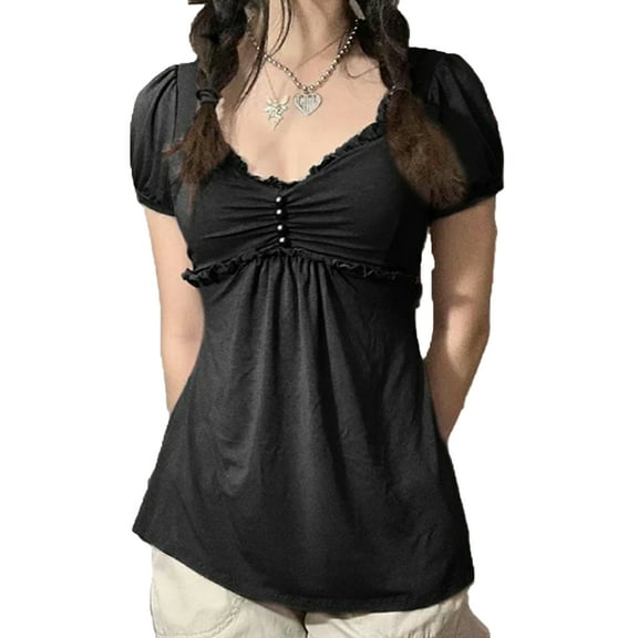 Fairy Grunge Y2k Shirts Vintage Graphic Print Aesthetic Crop Tops 90s E Girls Slim Fit Fairycore Tees