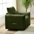 thumbnail image 3 of Newest Green Teddy Fabric Lounge Chair, 38.1" Modern Accent Chair, Plush Upholstered Single Seater,Pillow, for Apartment, Office,Living Room, 3 of 9