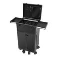 thumbnail image 3 of ChicHomey Rolling Makeup Case,4 Drawers+Side Pockets Classified Storage,Folding Trays & Adjustable Rod,for Beauty Personal Care Black, 3 of 13