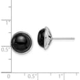 thumbnail image 4 of Sterling Silver Rhodium-Plated 10mm Onyx Cabochon Post Earrings (11.13 X 11.13) Made In China qe15152, 4 of 4