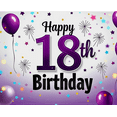 thumbnail image 4 of Purple and White Balloon Themed 18th Birthday Backdrop Banner Party Decors Background Photography Props Birthday Party Supplies, 4 of 7
