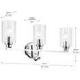 thumbnail image 2 of 55226CHFLU Kichler Lighting Gioe - 3 Light Bath Vanity-10.5 Inch Tall and 24.25 Inch Wide-Chrome Finish-Clear Fluted Glass Color, 2 of 5