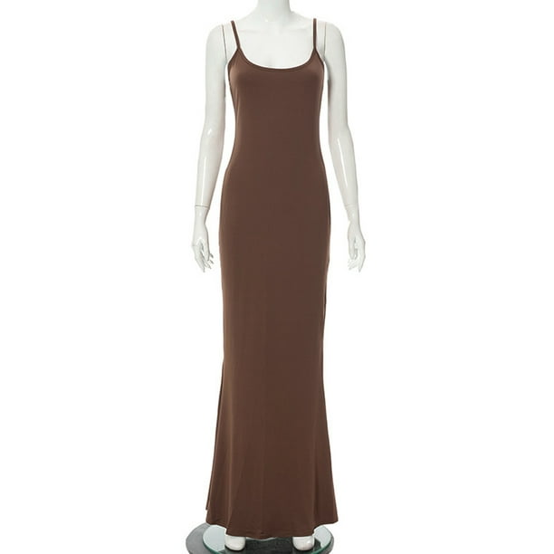 Xysaqa Women's Spaghetti Strap Bodycon Maxi Dress, Summer