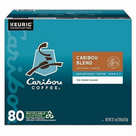 Caribou Coffee Blend Pods - Medium Roast, Woodsy & Spicy with Bright Berry Notes - 80 K-Cups