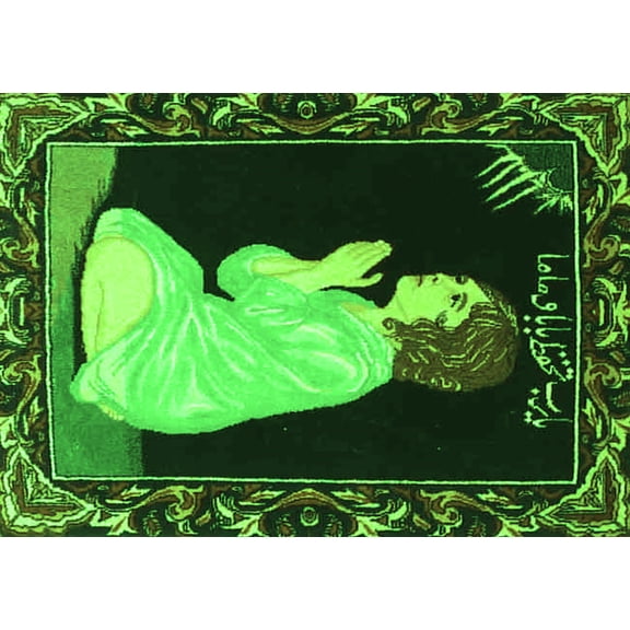 Ahgly Company Indoor Rectangle Persian Green Traditional Area Rugs, 5' x 7'