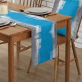 Blue Gray Abstract Art Oil Painting Texture Linen Table Runner Kitchen