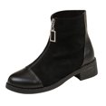 thumbnail image 1 of NECHOLOGY Botas Mujer Adulto Femenino Zapatos Botines de mujer Botas de tobillo de tacón grueso con cremallera frontal y panel de gamuza de cuero retro a la moda para mujer (Black, 7.5), 1 of 6