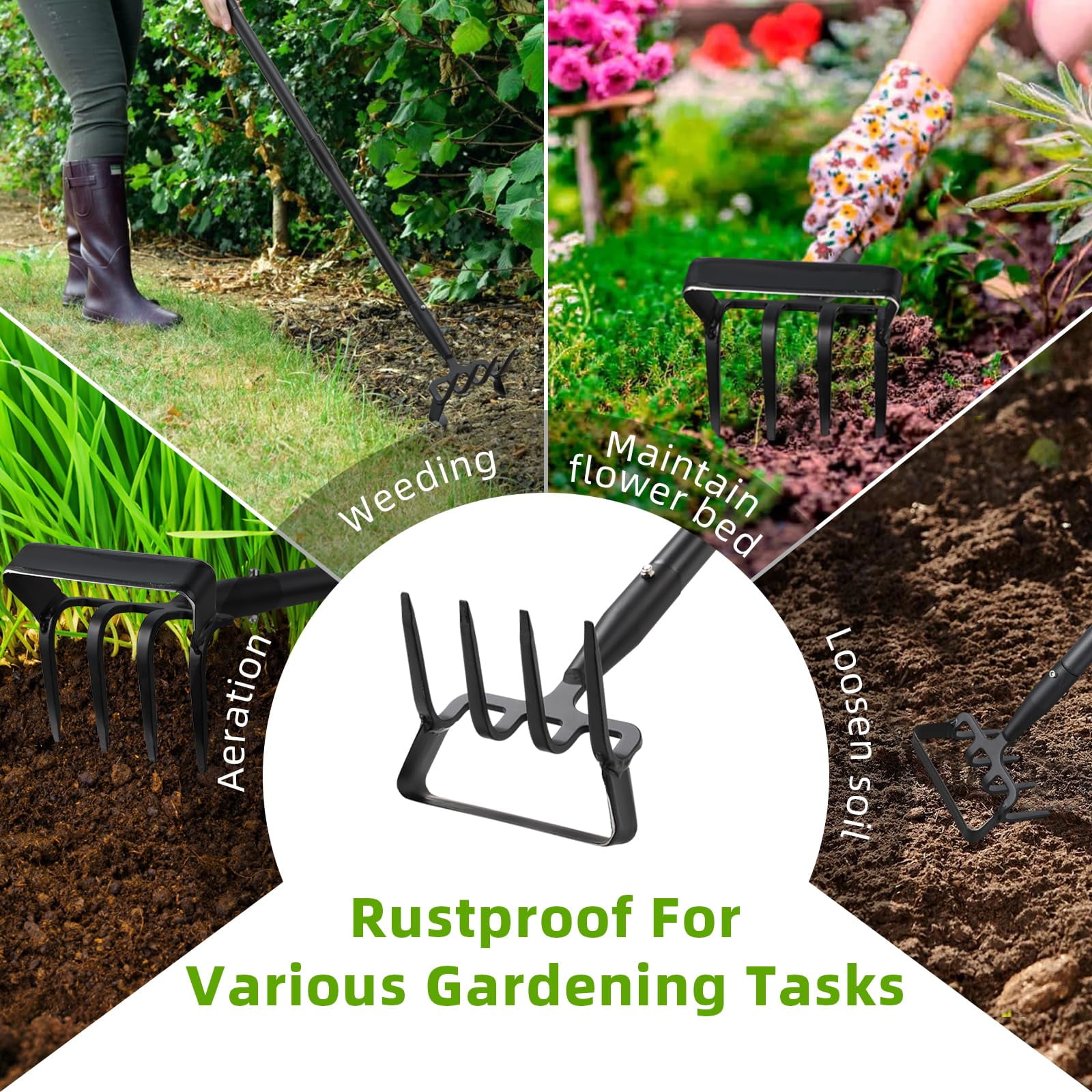 CHEASYOU Stirrup Hoe and Cultivator with 72 Inch Adjustable Long Handle, Heavy Duty 2-in-1 Scuffle Garden Hula Hoe Rake for Weeding, Digging and Cultivating