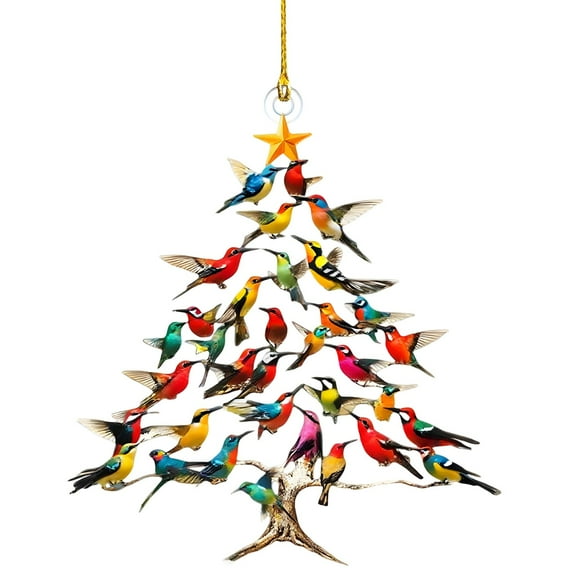 Hummingbird Ornament, Stacked Hummingbird Ornament for Christmas, Colorful Hummingbirds Tree Decor, Home Decor, Outdoor Christmas Festival Gifts