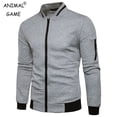 thumbnail image 2 of Sudaderas para hombre con bolsillos con cremallera, medio chándal fino de Color sólido, chándal informal con capucha para exteriores, chaqueta de manga larga, abrigos, 2 of 5
