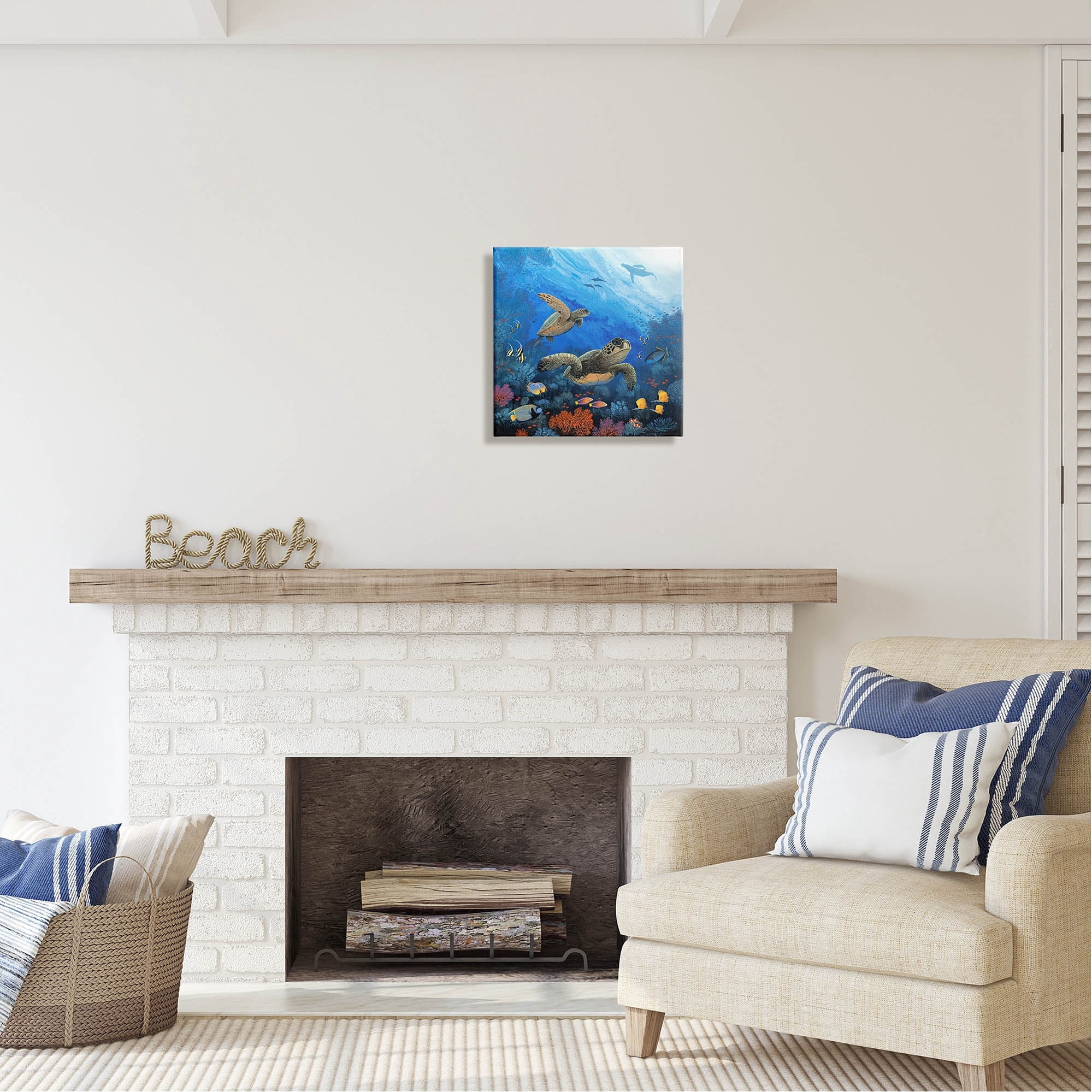 Stupell Industries Underwater Turtles & Fish Coastal Painting Gallery Wrapped Canvas Print Wall Art