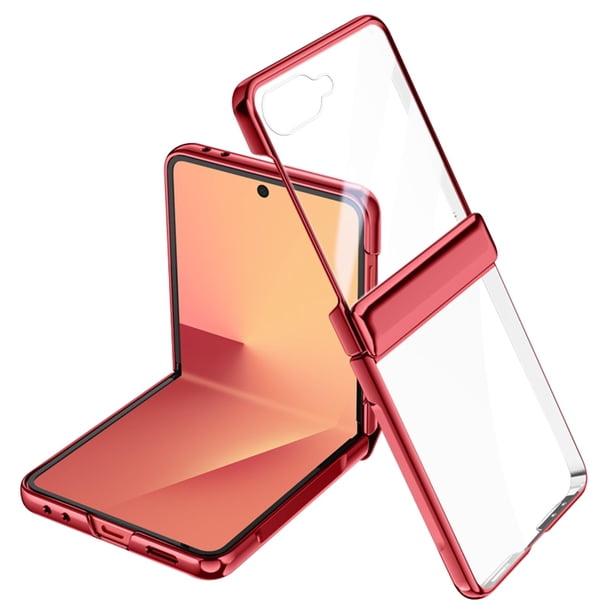 Funda Delgada Transparente Roja YQODSZ para Samsung Galaxy Z Flip 7
