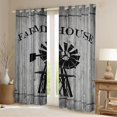 thumbnail image 2 of Vintage Decor Curtains & Drapes Rustic Farmhouse Windmill 30%-50% Blackout Curtains Retro Wooden Plank Curtains, Western Country Style Window Curtains 38Wx45L for Cowboy, Grey Black, 2 of 6