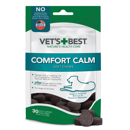 Vet's Best Comfort Calm Calming Soft Chews Dog Supplements | Dog Calming Aid Supports Dog Balances Behavior | Promotes Relaxation | 30 Day (Best Tea For Calming Anxiety)
