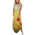thumbnail image 1 of Robes Femmes Summer Conception Robe Décontractée Graduel Sans Manches Cou Suspendu V-Cou Robe Longue Robe Romper sur Clearance, 1 of 5