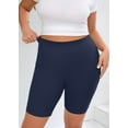 thumbnail image 2 of SHOWMALL Plus Biker Shorts for Women High Waist 8" Tummy Control Soft Athletic Yoga Workout Running Gym Shorts Navy Blue 5X, 2 of 9