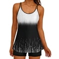 thumbnail image 2 of Staron Women's Bikini Swimsuit Set Printed Tankini Two Piece Swimwear with Adjustable Straps Push Up Padded Top and Bottoms, Black XL, 2 of 7