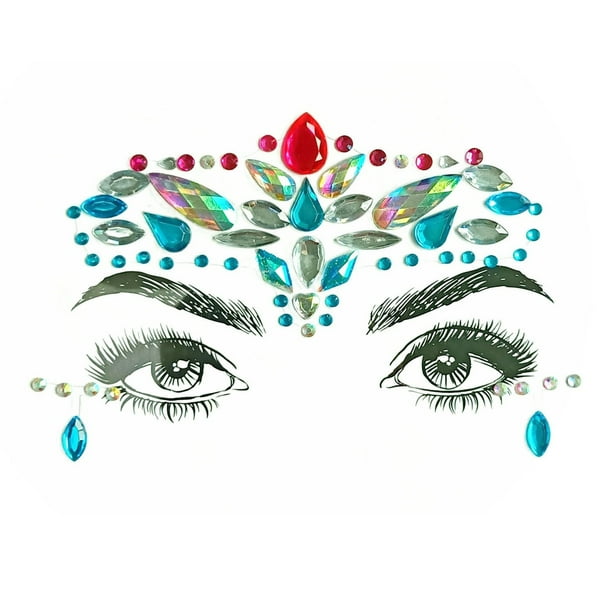 Pegatinas de tatuaje, tatuaje temporal para hombres, mujeres y adultos, pegatina de Halloween, pegatina de diamante de cristal acrílico, pegatina de cara de diamante, pegatinas, pegatinas