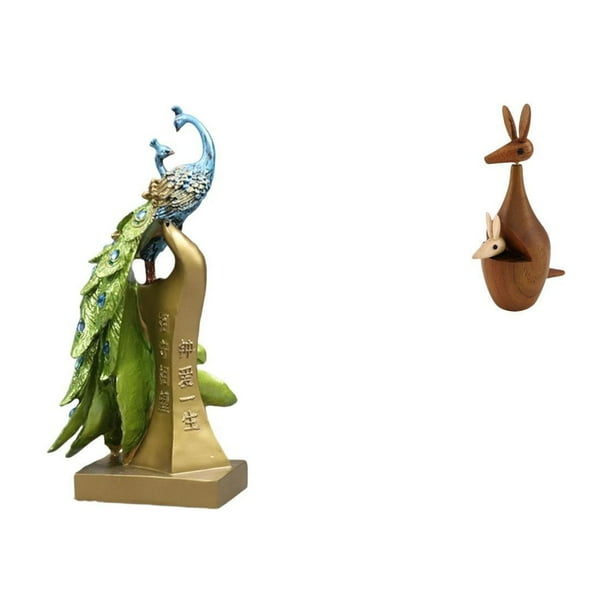 Figura de escritorio,Estante de estatua de pavo real para escritorio,decoración del hogar,estatua,Estatuas,figuras de animales,manualidades,Escultura de madera del zoológico,regalo de