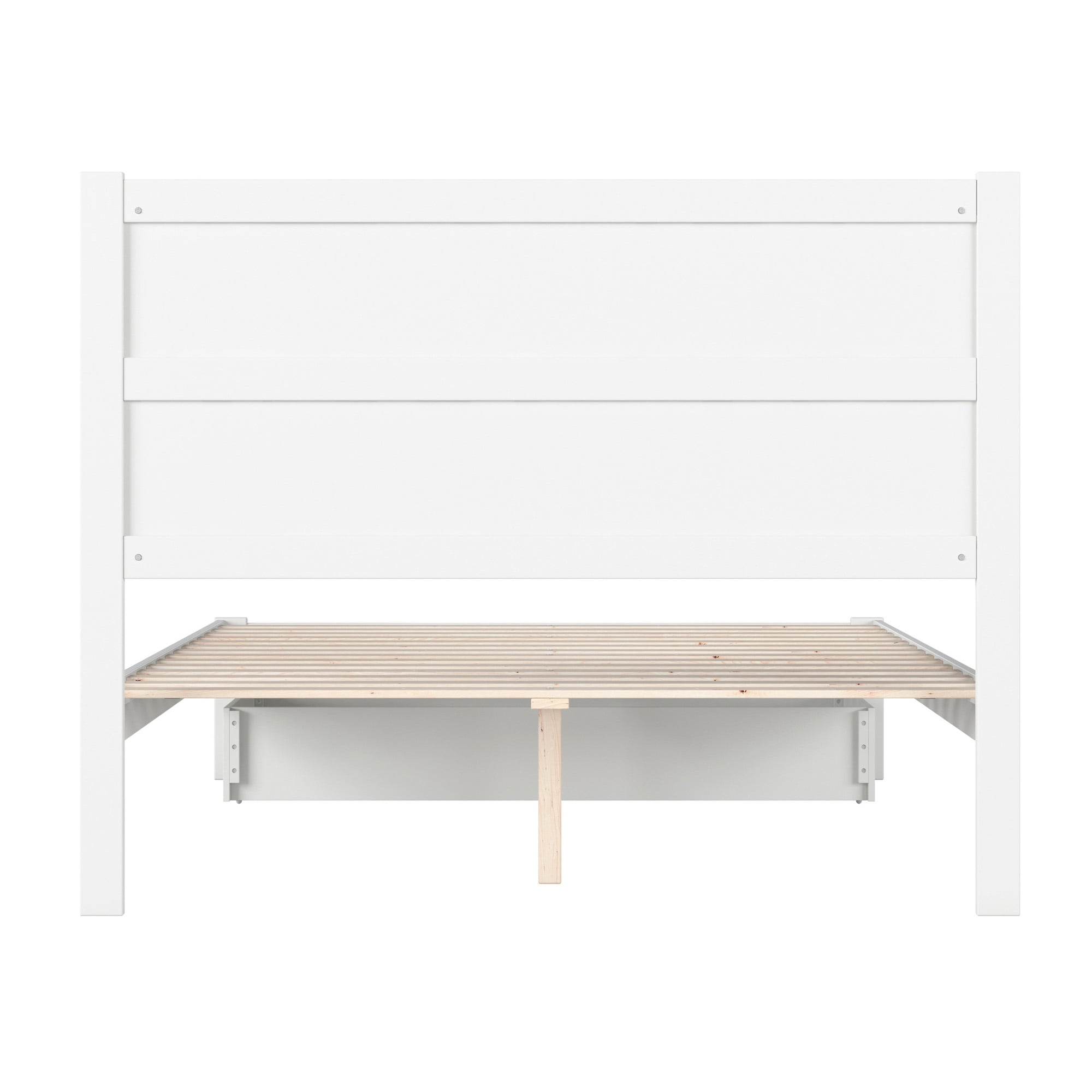 AFI NoHo 14" Queen Wood Platform Bed Frame with Foot Drawer Storage, White