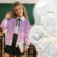 thumbnail image 6 of COEQINE Girls Long Sleeve Cardigan with Cute Print, Lightweight Polyester Crewneck Button Front Cover Up, Soft Fall Top for School and Casual Wear, Ages 7-8, Starfish Bubble Purple, 6 of 7