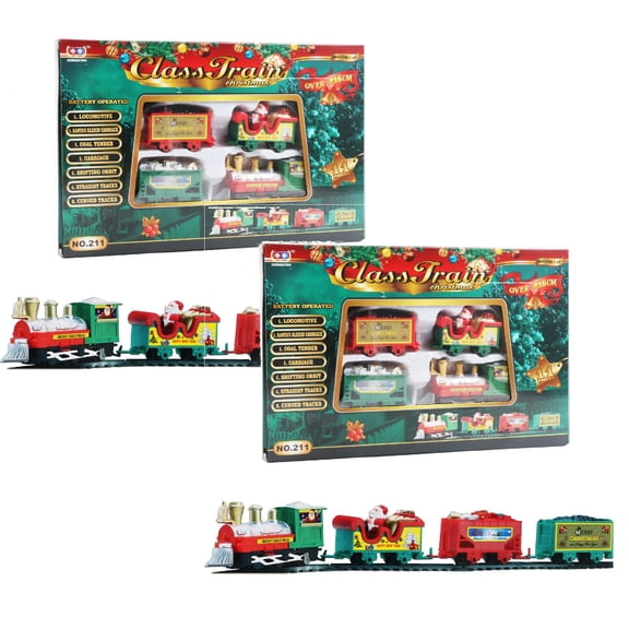 2Pack Train Set Christmas Tree Train Toys For Boys With Lights And Sound Toy Train Set For Under Christmas Tree Model Trains For 3 4 5 6 7 8  Years Old Kids Christmas Education 11.2"X7.3"