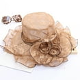 thumbnail image 3 of Visland Womens Organza Church Hats,Wide Brim Tea Party Hat, Fascinator Dress Cap, 3 of 3