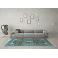 thumbnail image 3 of Ahgly Company Indoor Rectangle Medallion Light Blue Traditional Area Rugs, 2' x 4', 3 of 4