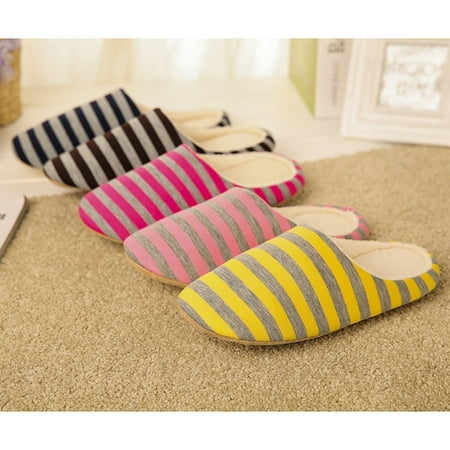 

Striped Soft Bottom Fleece Wrapped Cotton Slippers
