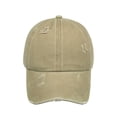 thumbnail image 4 of Toptie Women 3-Stripe Ponytail Baseball Cap Distressed Washed Messy High Bun Ponytail Hat-Khaki, 4 of 7