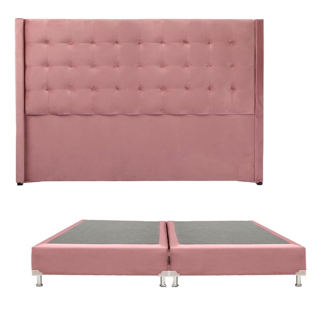 Box Base Cama King Size + Cabecera Bruks Trinity Palo de Rosa