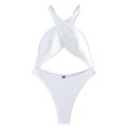 thumbnail image 5 of Afdoent One Piece Swimsuit For Women Neck Monokini Backless Solid Color Swimsuits Swimwear Beach Vacation Clothes, 5 of 6