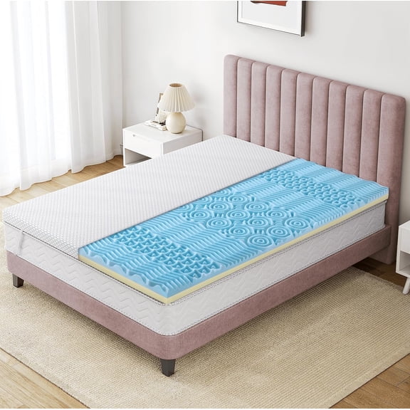 MARNUR 3 Inch Gel Memory Foam Mattress Topper 7-Zone Ventilated Soft Mattress Pad, Bed Topper with Removable Cover, CertiPUR-US Certified, Queen Size