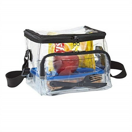 Medium Clear Lunch Bag Lunch Box with Adjustable Strap and Front Storage