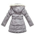 thumbnail image 2 of Richie House Girls Grey Fur Hood Belt Padded Winter Jacket 14, 2 of 2