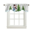 thumbnail image 4 of Snowman Christmas Tree Snowflake Wood Grain Window Curtain Living Room Kitchen Cabinet Tie-up Valance Curtain Rod Pocket Valance, 4 of 6