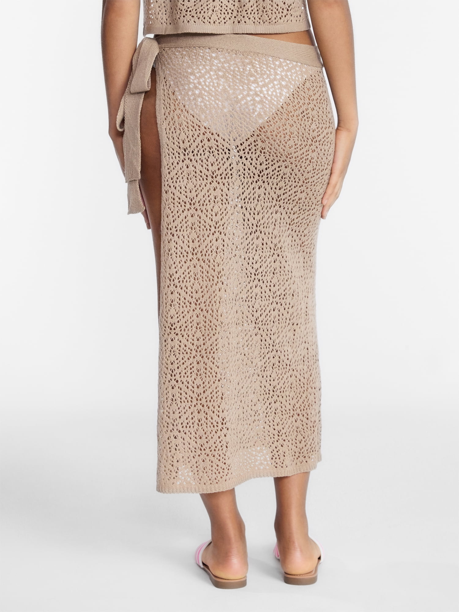 No Boundaries Crochet Knit Skirt with Side Tie, Women's