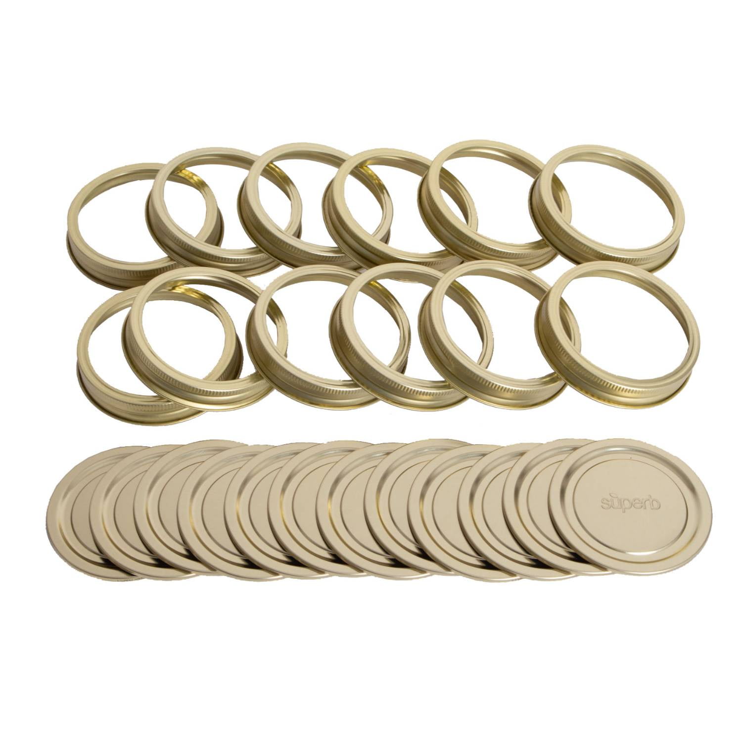 (6 pack) Superb 12-Pack Canning Jar Lids and Rings - Wide Mouth, Two-Piece Mason Jar Lids with Bands for Canning and Preserving, Fits All Brands Wide Mouth Mason Jars