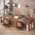 thumbnail image 7 of Farmhouse Two Person Computer Desk with 3 Drawers and Storage Shelves, 96.5" Long Home Office Desk, 7 of 7
