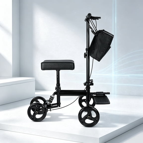 Arshin Deluxe Medical Scooter Double Handbrake,All Terrain Steerable Knee Scooter Crutch Alternative,for Adults Injured Ankle & Foot Recovery in Black