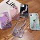 thumbnail image 3 of Funda para iPhone SE con pulsera de perlas suaves y purpurina, a prueba de golpes, para niñas, 3 of 8